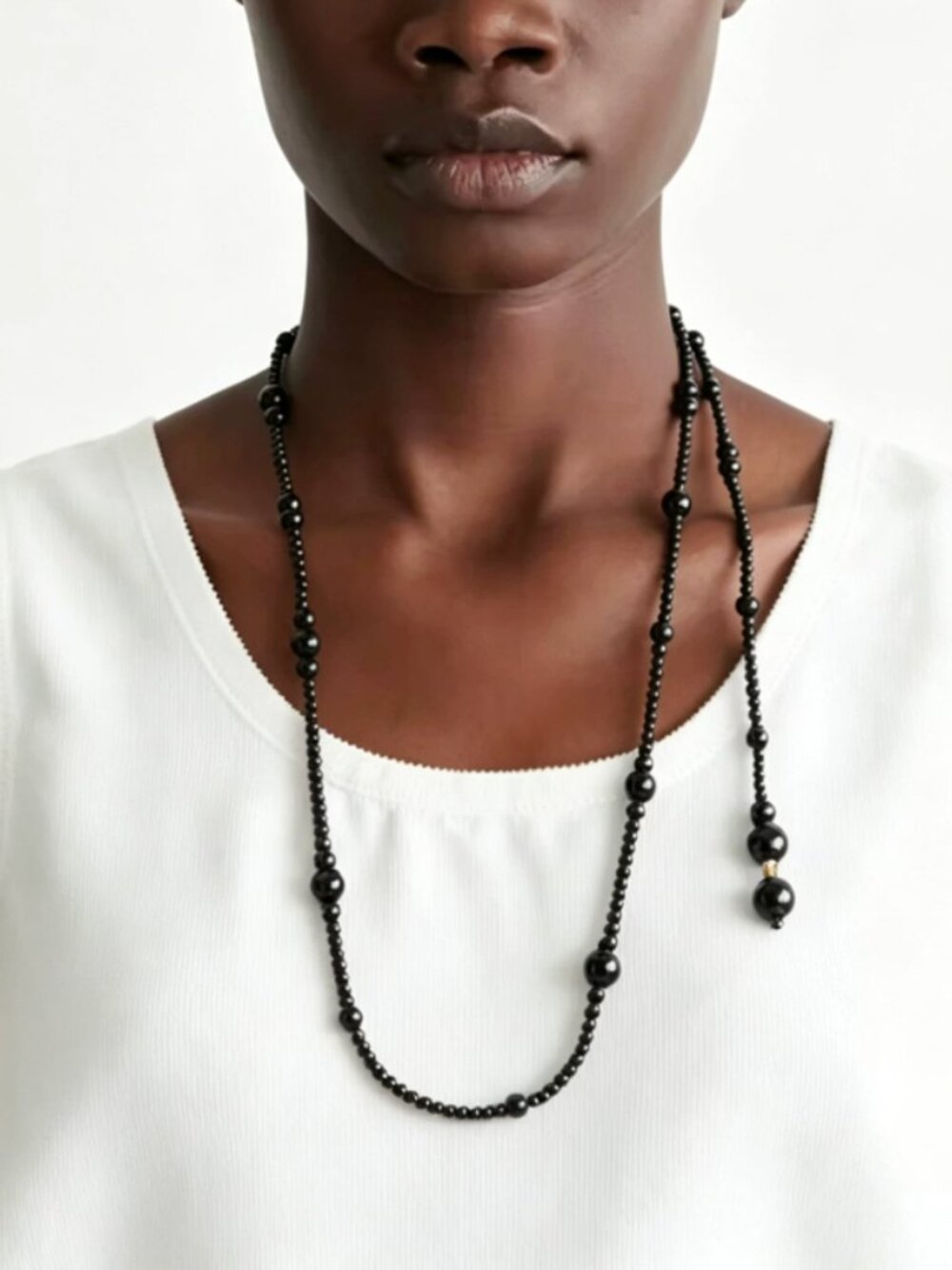 NEW COS Beaded Agate Necklace - Black